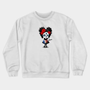 Sugar Skull Girl Playing French Flag Guitar Crewneck Sweatshirt